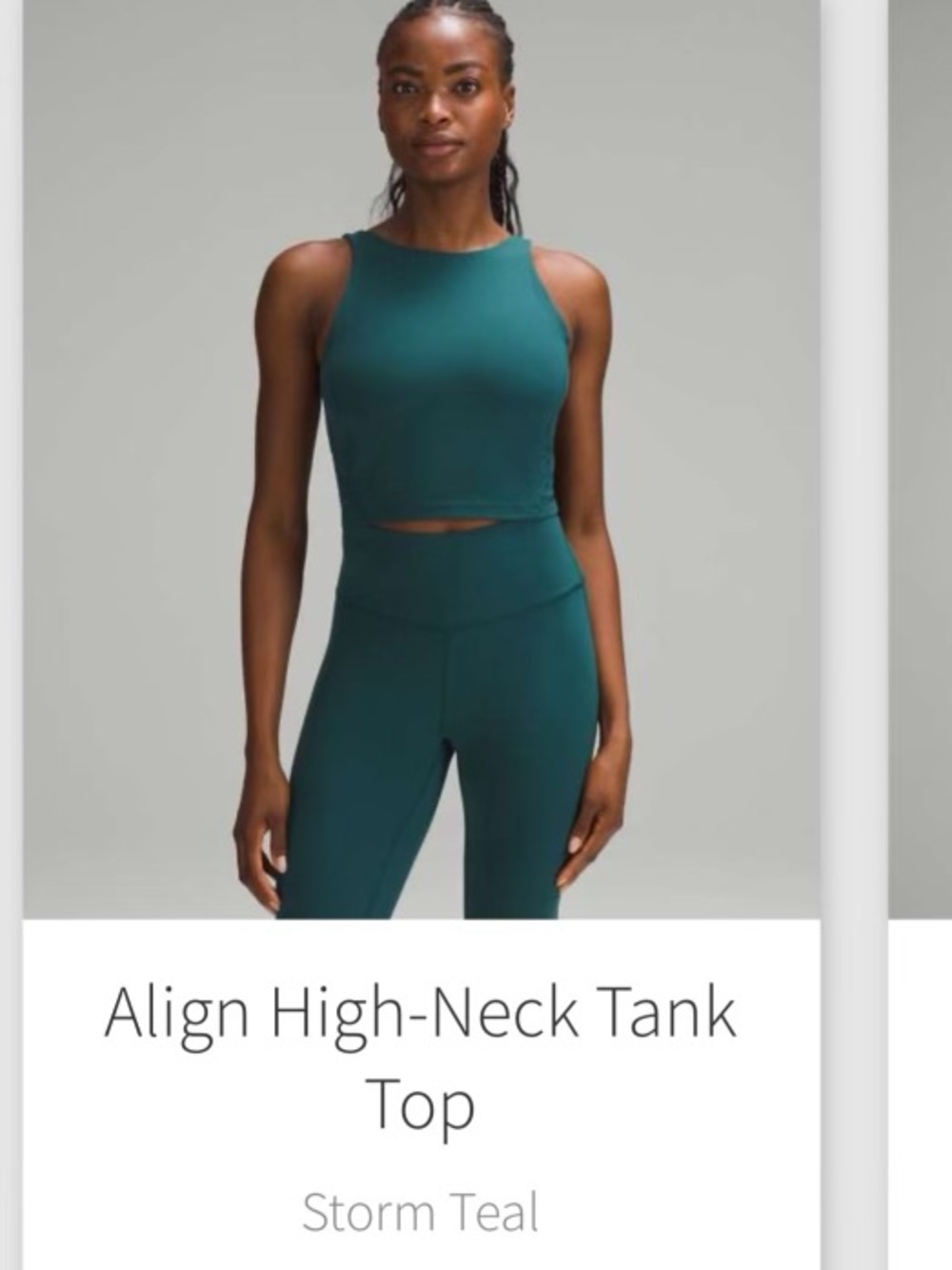 Lululemon Align Tank Top Size 0 Storm Teal High Neck Padded Yoga Crop Square Dot